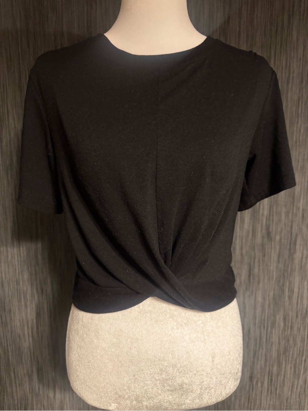 Twist-Front Black Short Sleeve Tee